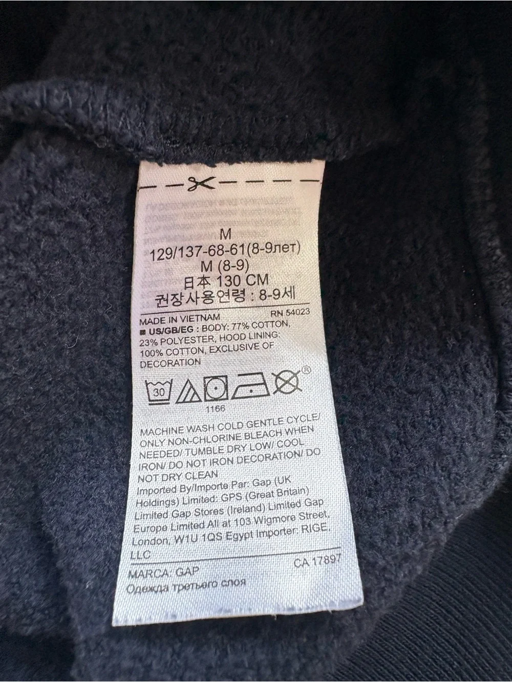 GAP Kids Navy Zip-Up Hoodie with Stars & Stripes, USA Flag Logo Gap Size Medium
